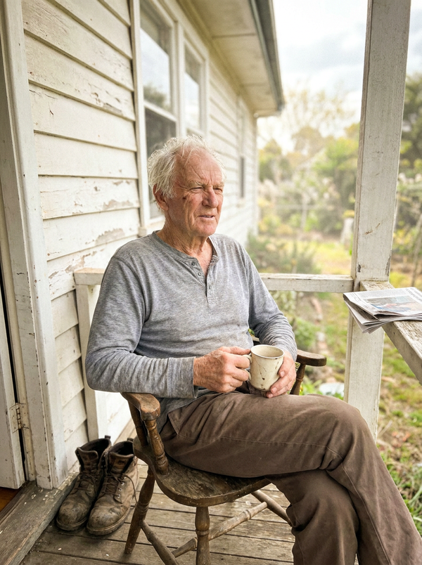 Customer on his veranda